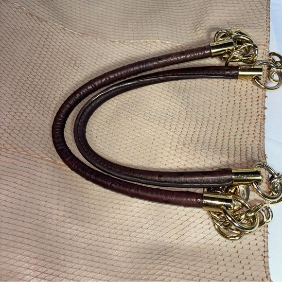 Cynthia Rowley Snakeskin Leather Tote Bag with Chain & Leather Straps - Picture 11 of 13